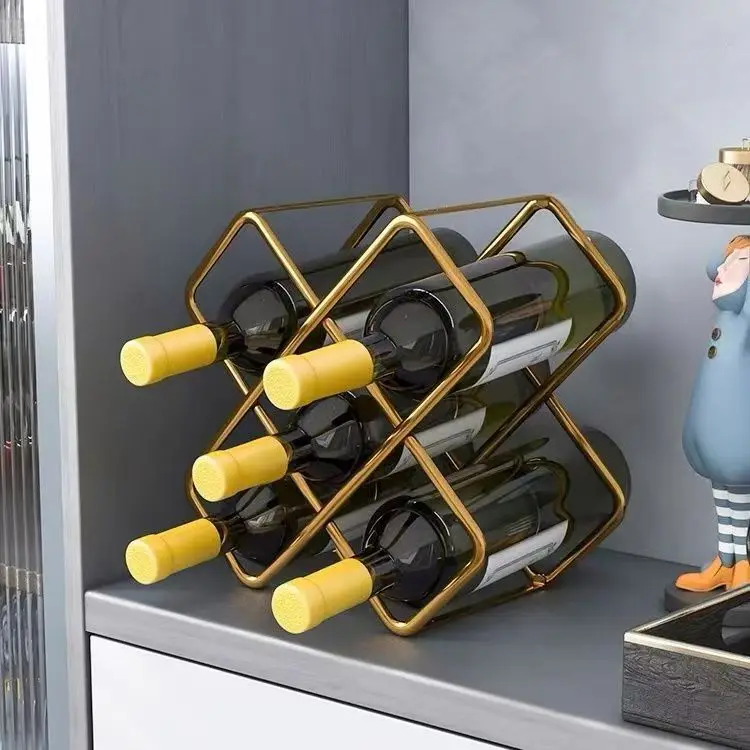Home Bar And Cabinet - 5 Grid Iron Metal Wine Rack