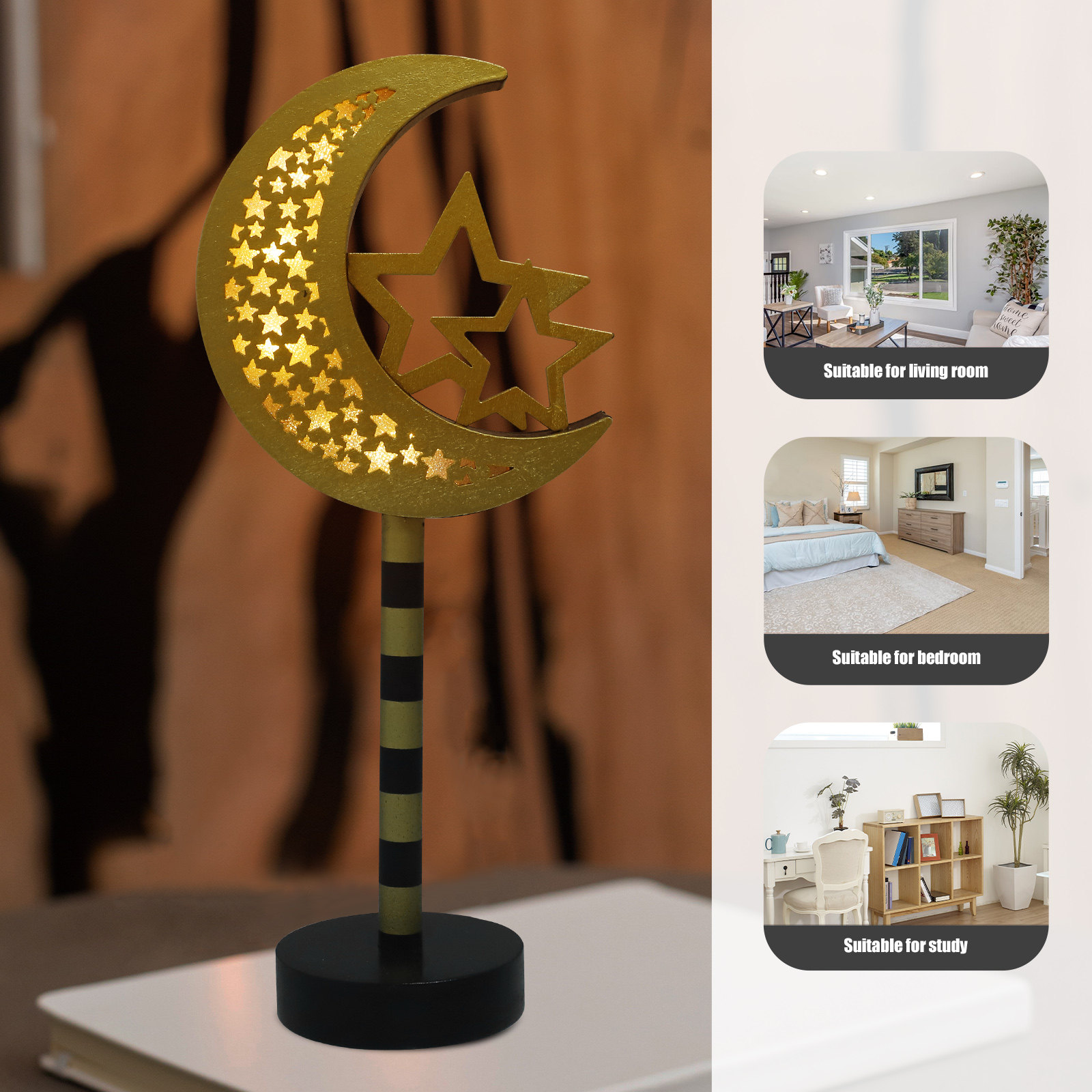Home Bar Cafe - Ramadan LED Lamp Eid Mubarak Wooden
