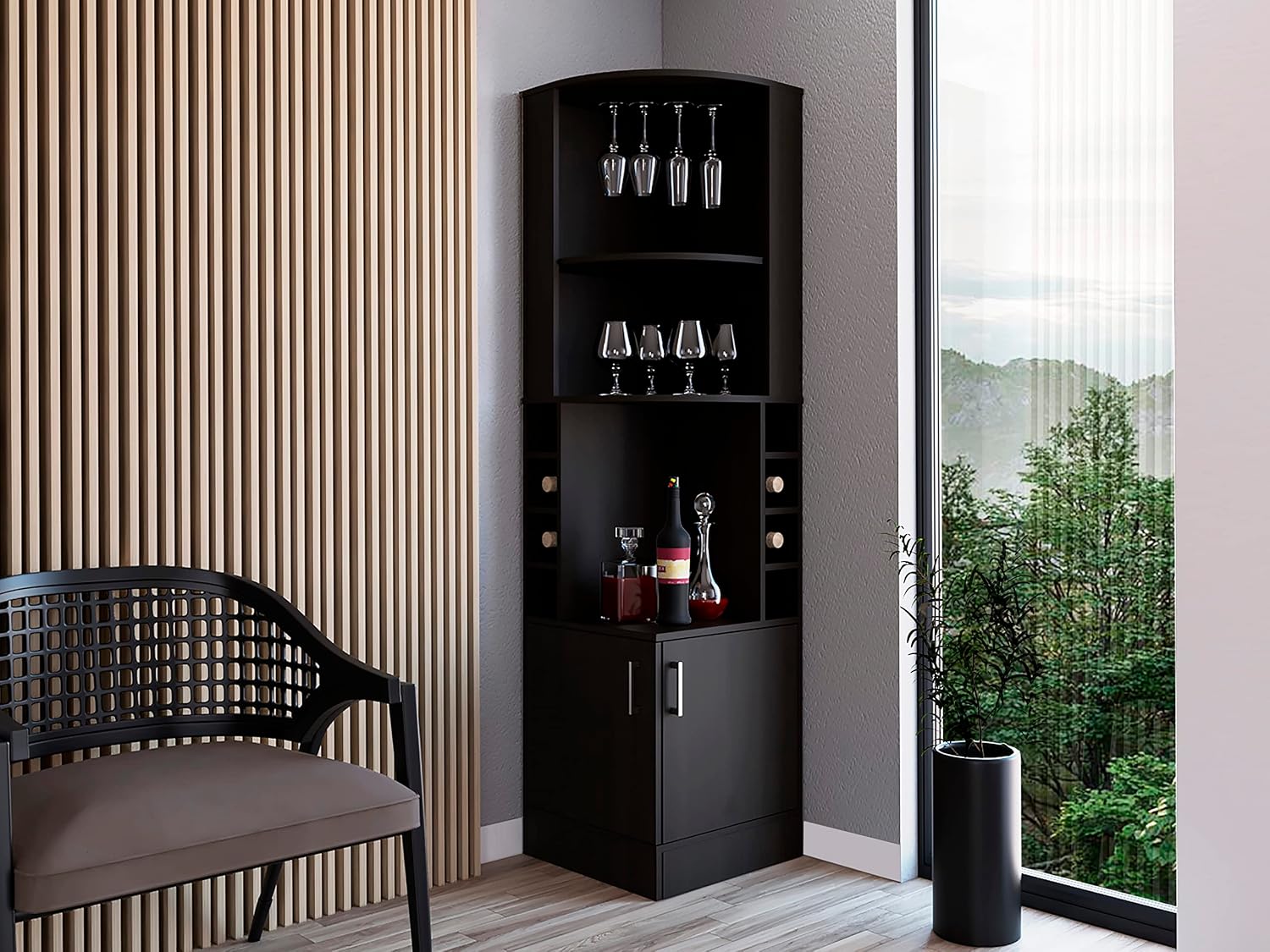 Corner Bar Cabinet with 2 Shel - Home Bar And Cabinet 评论和价格