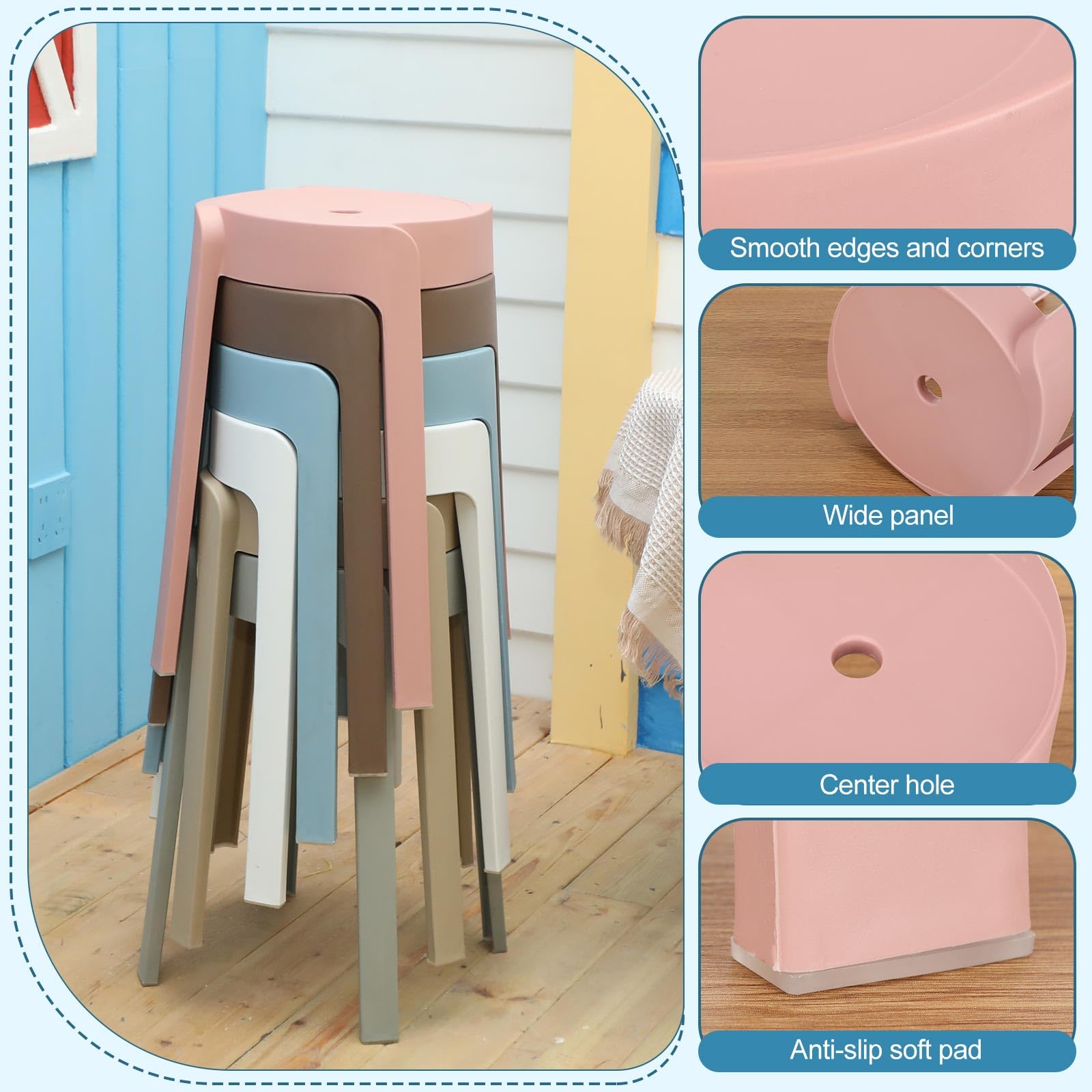1/6 Pack Plastic Stackable Sto - Home Bar Seating 评论和价格