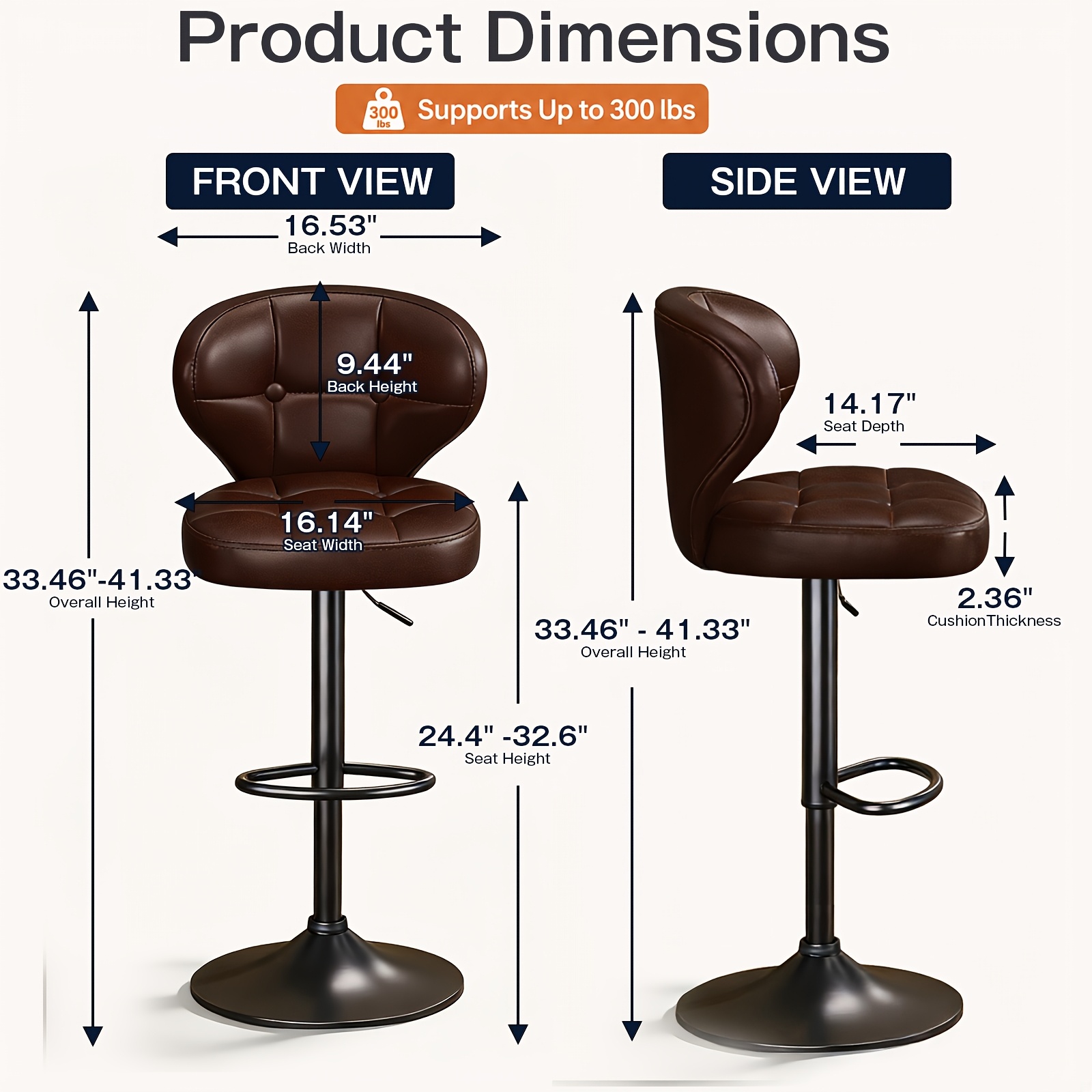 Swivel Height Adjustable Bar S - Home Bar Stools 评论和价格