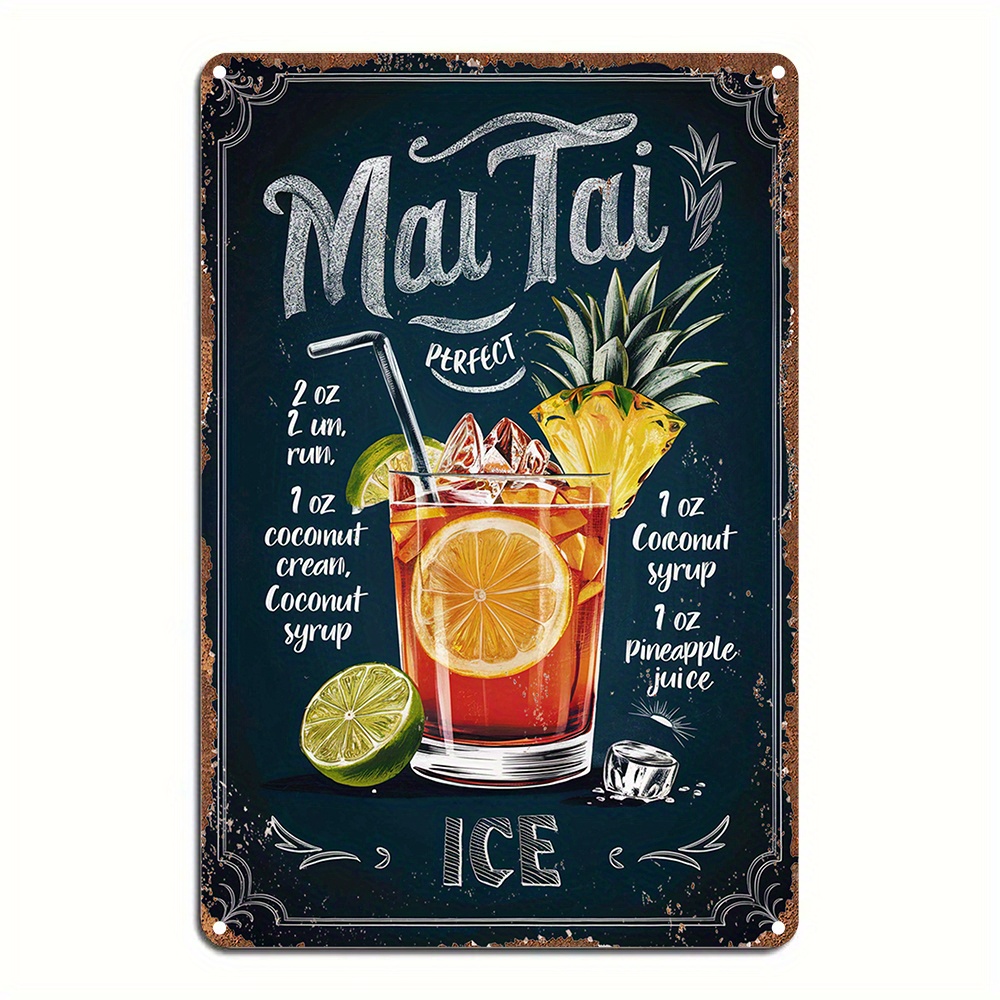 1pc Vintage Mai Tai Recipe Ing - Home Bar Lounge 评论和价格