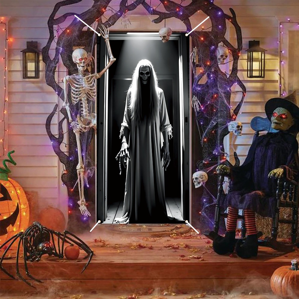 Scary Ghost Halloween Door Cur - Home Bargains 评论和价格