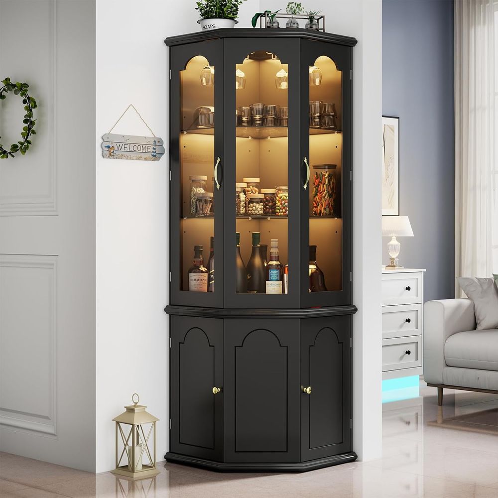 Illuminated Bar Cabinet with T - Home Bar Shelves 评论和价格