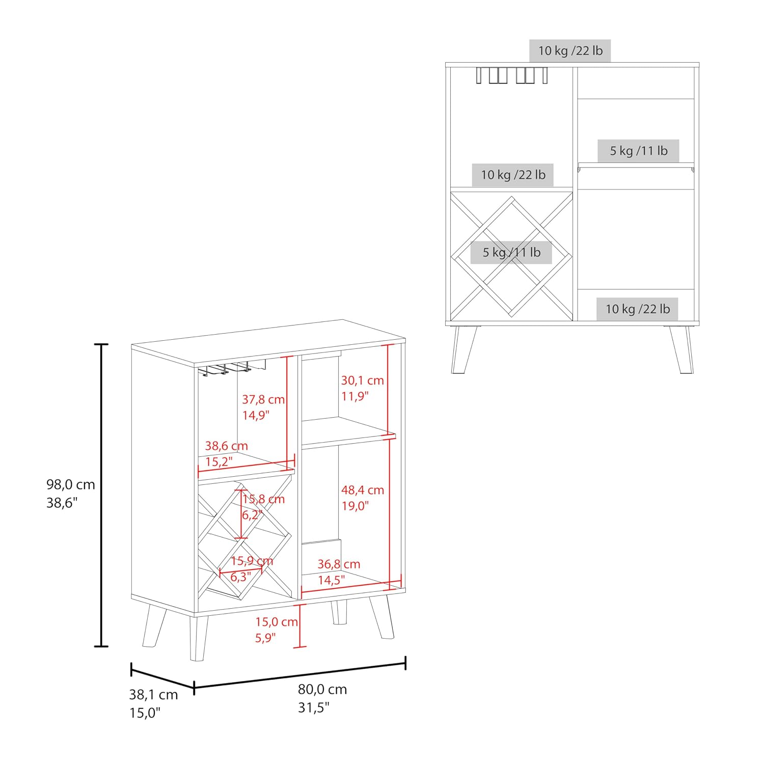 Oak Blue Bar Cabinet 4 Shelves - Home Bar And Cabinet 评论和价格
